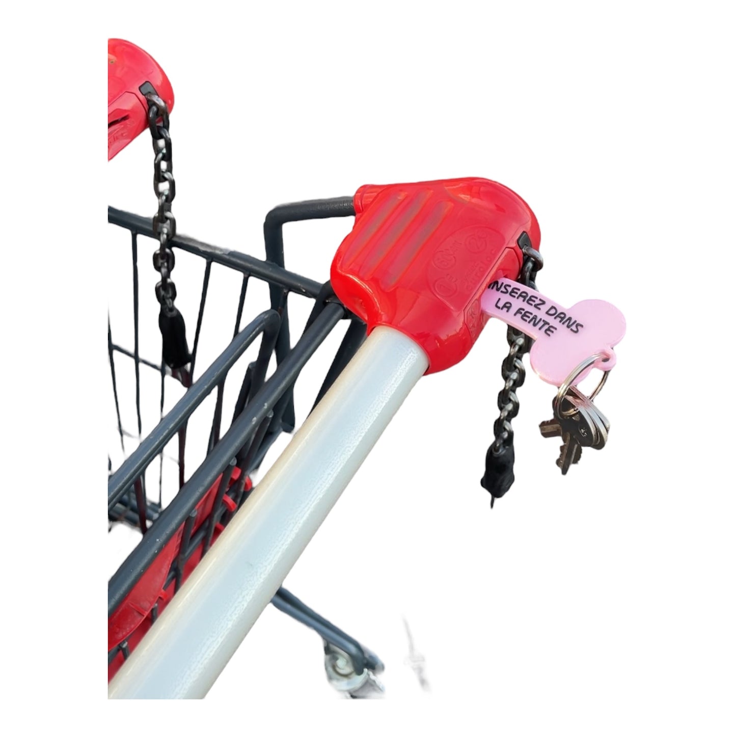 Porte-clés zizi jeton de caddie - Rose