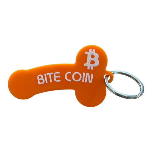 Porte-clés zizi jeton de caddie - Bite Coin - Orange